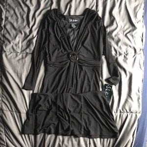 S.L Fashions rouched ring black dress. Size 10 missy brand new